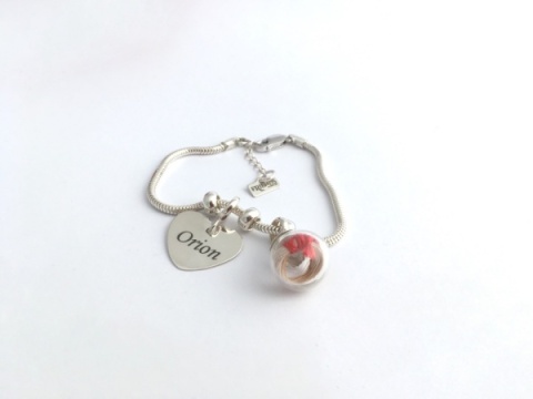 Bransoletka modułowa z sierścią i sercem - biżuteria memorialna