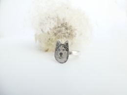 Pierścionek z portretem pupila – personalizowany portret psa lub kota malowany ręcznie | Srebro 925