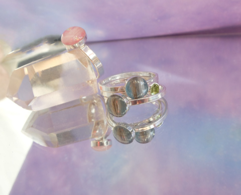 Pierścionki set z sierścią i kamieniami naturalnymi