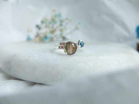 Pierścionki set z sierścią i kamieniami naturalnymi