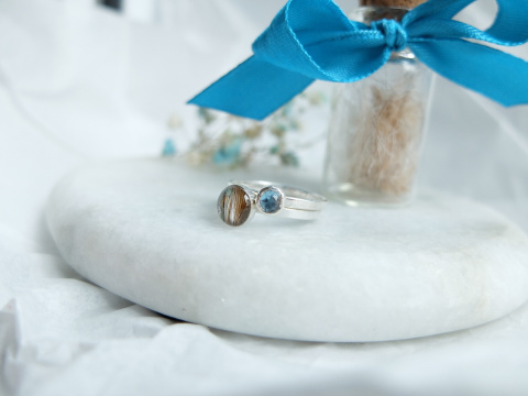 Pierścionki set z sierścią i kamieniami naturalnymi